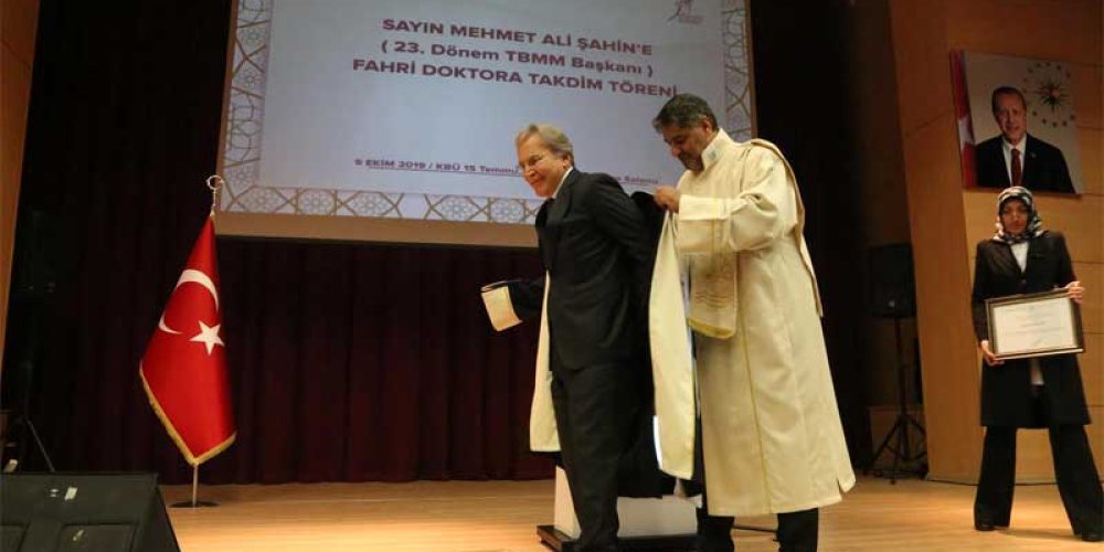 KBÜ’den Mehmet Ali Şahin’e “Fahri Doktora” Unvanı